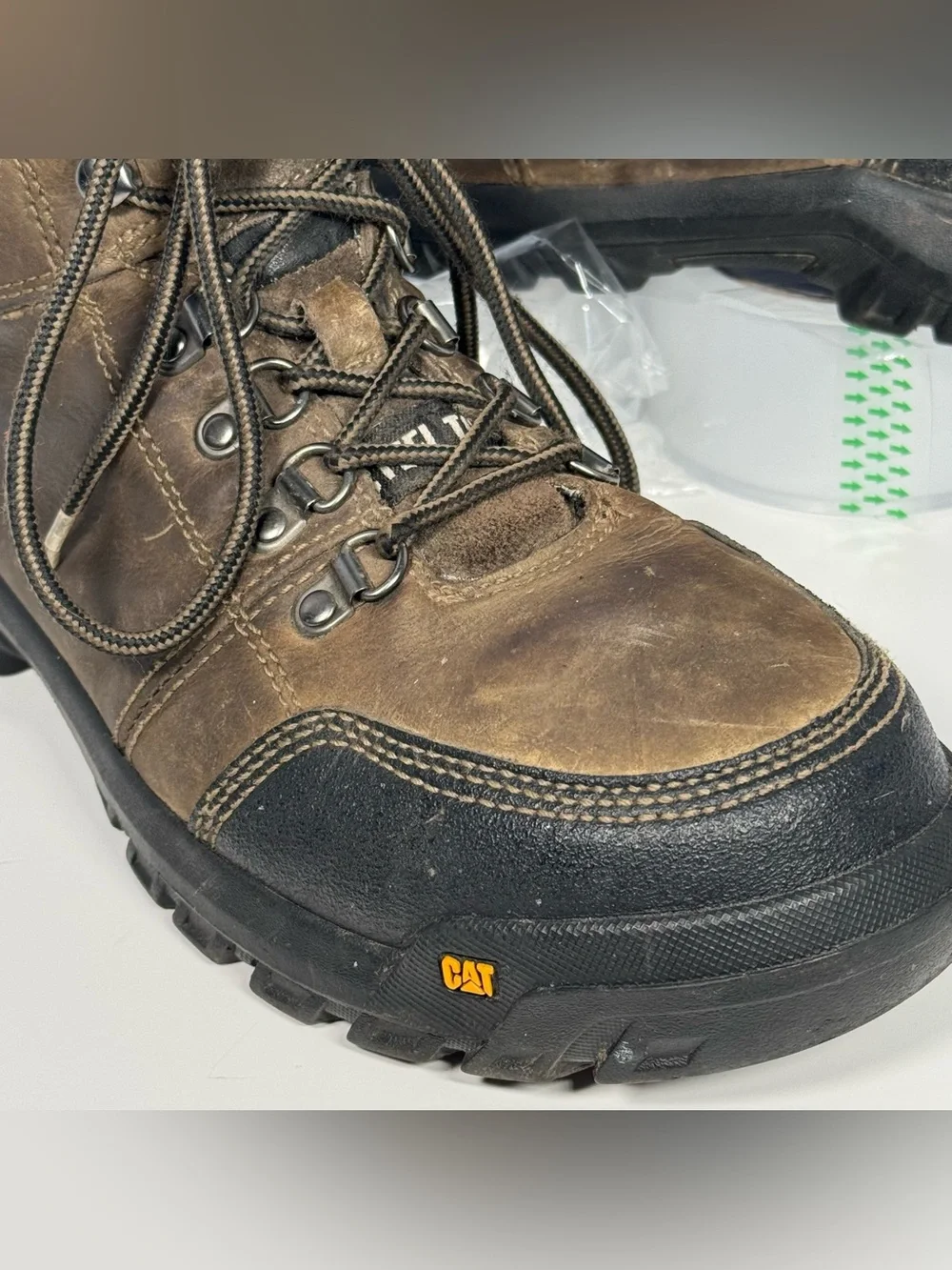 Caterpillar CAT Men’s 9.5 Wide P90802 Steel Toe Leather Work Boots Brown Outdoor